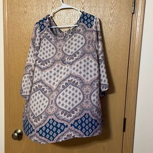 Blue & Pink Patterned Blouse (2xl)